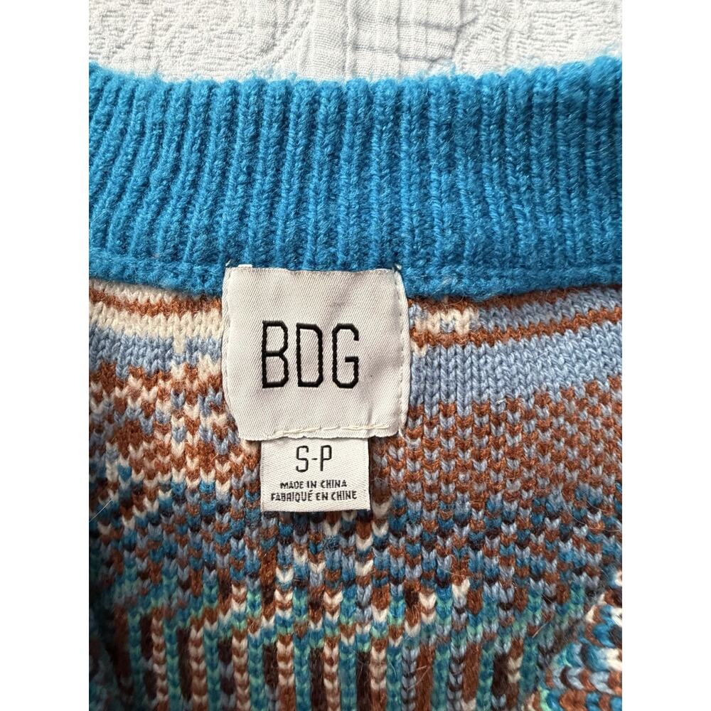 BDG Urban Outfitters Mountain Landscape Knit Sweater S Half Zip Cropped Montana - Picture 4 of 11